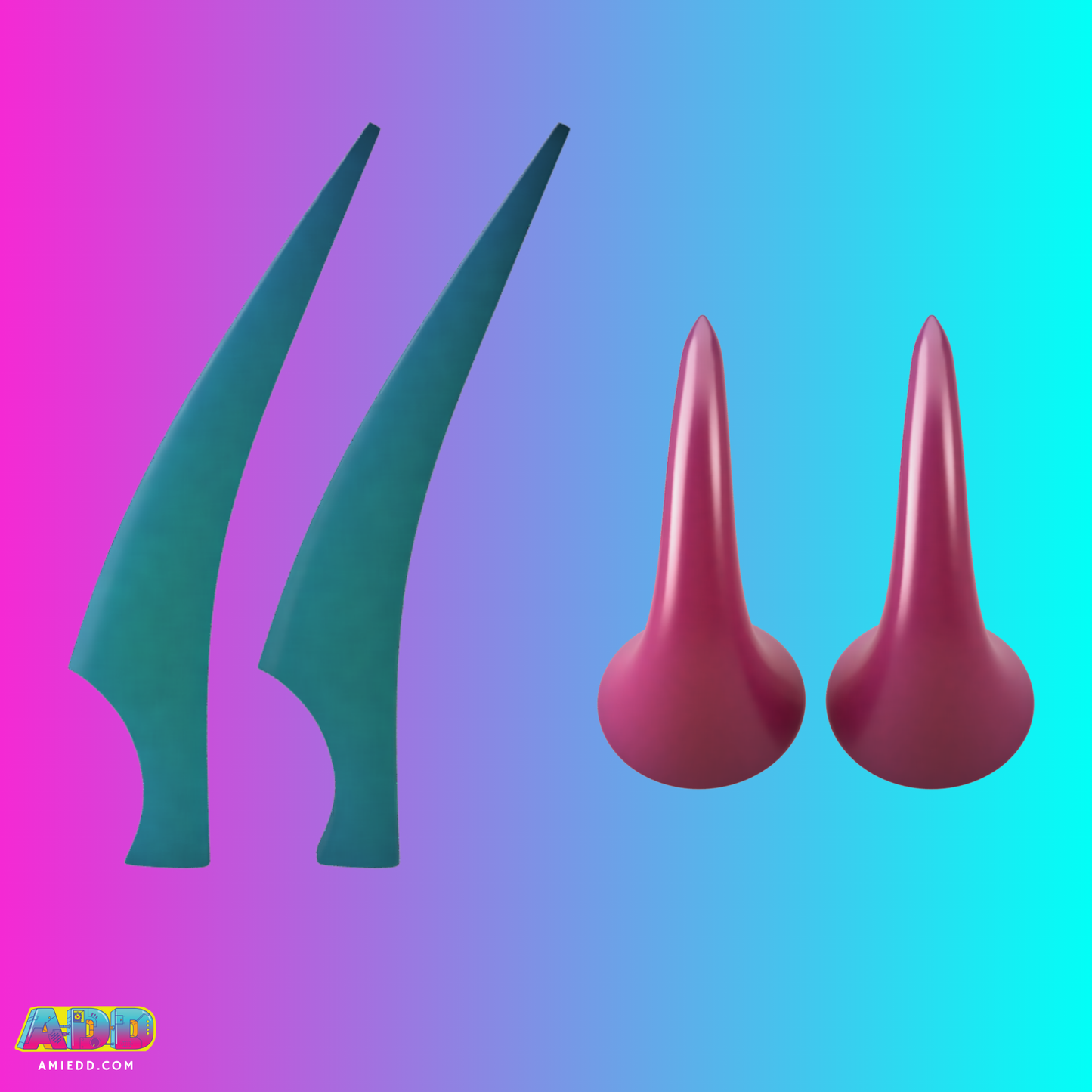 3D Model - Pain and Panic Horns - Hercules Inspired